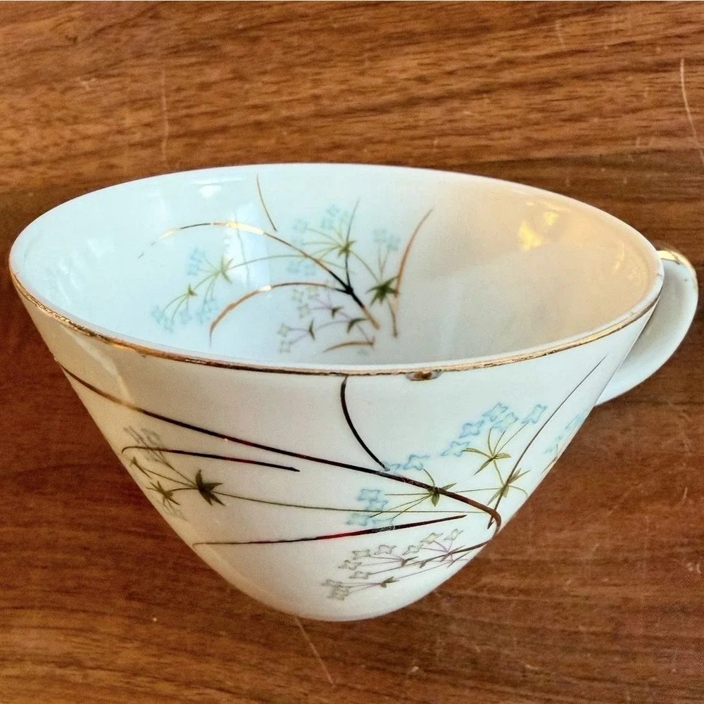 8pc VTG 60s MCM Napco China Teacup Snack Plate Hand Painted Hostess Set 4ZD-5317